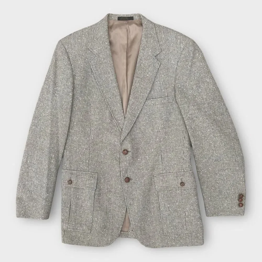 Vintage 70s H.I.S Wool Tweed Sport Coat Blazer Jacket Mens 42 L Preppy Academic